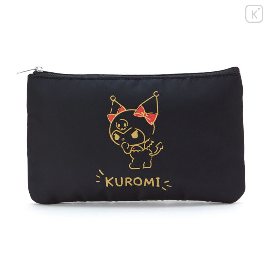 Japan Sanrio Flat Pouch - Kuromi / Simple Black - 1