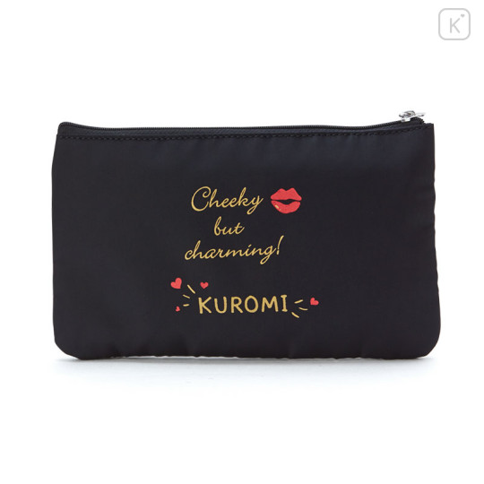 Japan Sanrio Flat Pouch - Kuromi / Simple Black - 2