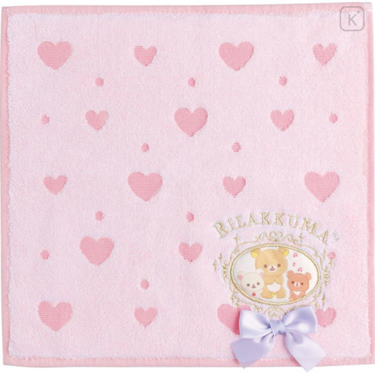 Japan San-X Mini Towel - Rilakkuma / Heart Pink - 1