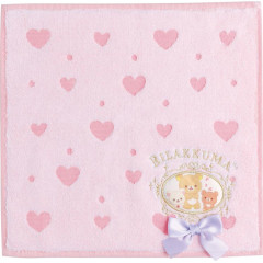 Japan San-X Mini Towel - Rilakkuma / Heart Pink