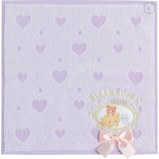 Japan San-X Mini Towel - Rilakkuma / Heart Purple - 1