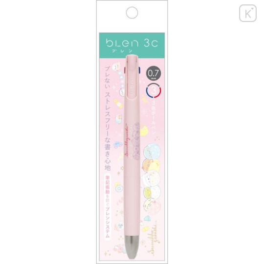 Japan San-X bLen 3C 3 Color Ballpoint Multi Pen - Sumikko Gurashi / Toddler Baby Pink - 1