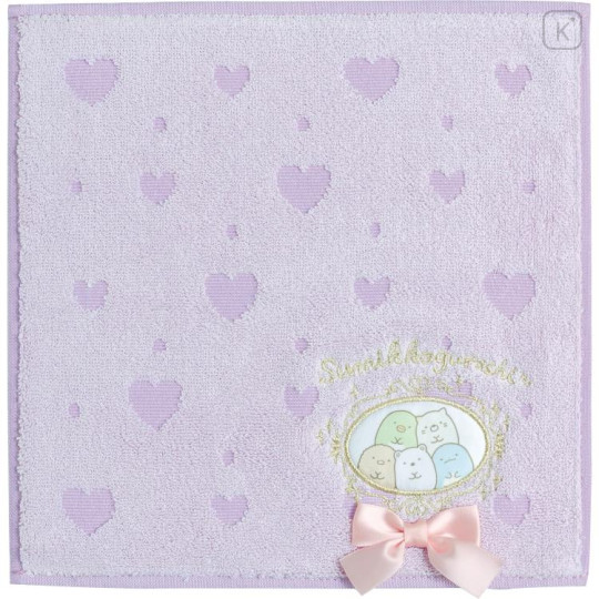 Japan San-X Mini Towel - Sumikko Gurashi / Heart Purple - 1