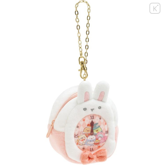 Japan San-X Keychain Mini Pouch - Sumikko Gurashi / Sumikko in Wonderland White Rabbit Clock - 1