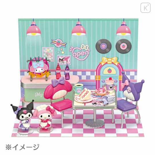 Japan Sanrio Miniature Figure Set - My Melody & Kuromi / Tokimeki Diner - 2