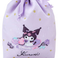 Japan Sanrio Original Drawstring Bag - Kuromi : Glittering Gold Stars - 3