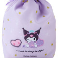 Japan Sanrio Original Drawstring Bag - Kuromi : Glittering Gold Stars - 4