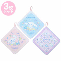 Japan Sanrio Original Hand Towel with Loop 3pcs Set - Cinnamoroll