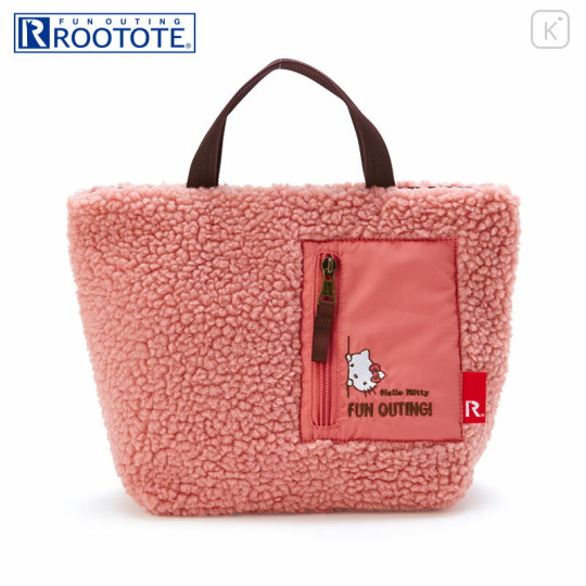 Japan Sanrio Rootote Fluffy Tote Bag - Hello Kitty / Pink - 1