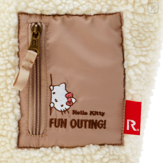 Japan Sanrio Rootote Fluffy Tote Bag - Hello Kitty : Ivory - 3