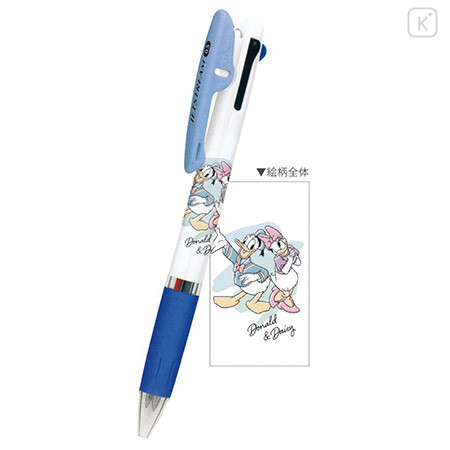 Japan Disney Jetstream 3 Color Multi Ballpoint Pen - Donald & Daisy - 1