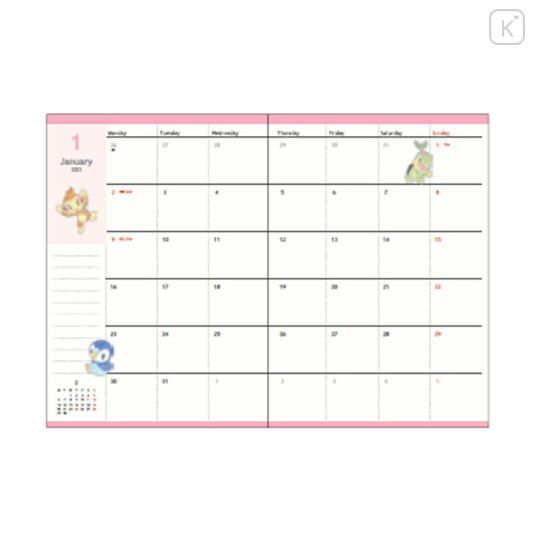 Japan Pokemon B6 Schedule Book - Grass Type 2023 - 2