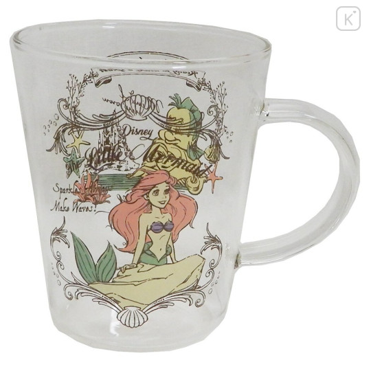 Japan Disney Glass Mug - Ariel / Antique - 1