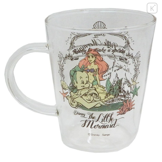 Japan Disney Glass Mug - Ariel / Antique - 2