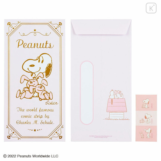Japan Sanrio Original Gold Foil Decorative Envelope (L) 3pcs - Snoopy / Rabbit - 1