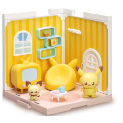 Japan Pokemon Miniature Model - Pikachu & Pichu / Pokepeace House Living