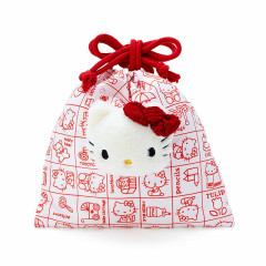 Japan Sanrio Boa Face Drawstring Bag - Hello Kitty Classic