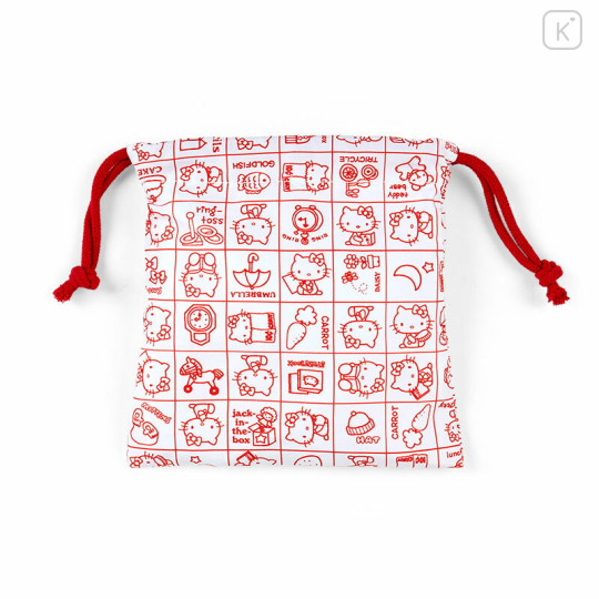 Japan Sanrio Boa Face Drawstring Bag - Hello Kitty Classic - 3