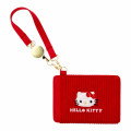 Japan Sanrio Pass Case Holder with Reel - Hello Kitty / Red - 1