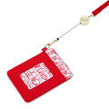 Japan Sanrio Pass Case Holder with Reel - Hello Kitty / Red - 4