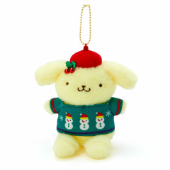 Japan Sanrio Original Mascot Holder - Pompompurin / Christmas Sweater