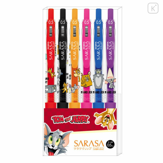 Japan Tom and Jerry Sarasa Clip Gel Pen 6 Color Set - 1