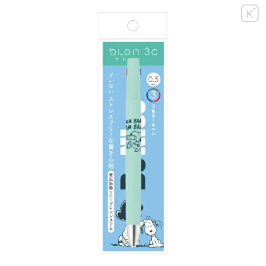 Japan Peanuts bLen 3C 3 Color Ballpoint Multi Pen - Snoopy / Blue Green - 1