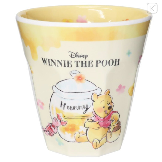 Japan Disney Melamine Tumbler - Pooh & Piglet Honey Flora - 1