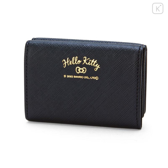 Japan Sanrio Genuine Leather Tri-fold Wallet - Hello Kitty / Ribbon - 2