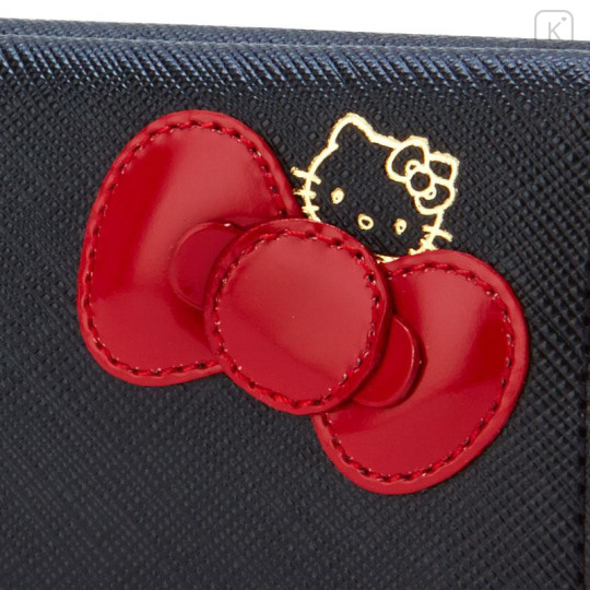Japan Sanrio Genuine Leather Tri-fold Wallet - Hello Kitty / Ribbon - 5