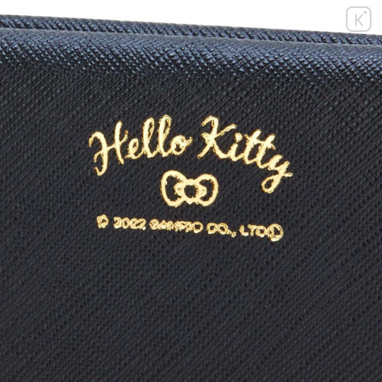 Japan Sanrio Genuine Leather Tri-fold Wallet - Hello Kitty / Ribbon - 6