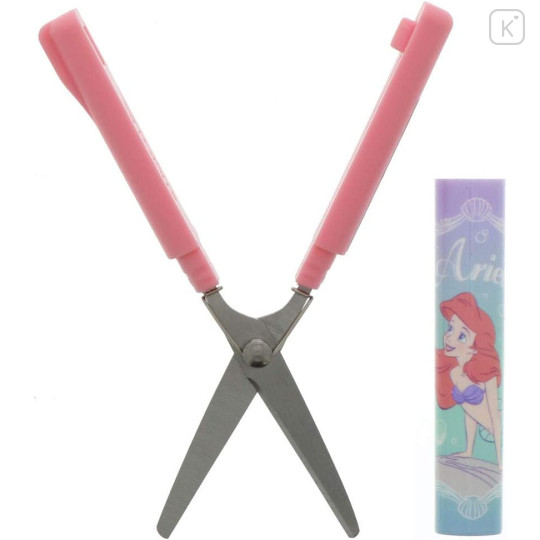 Japan Disney Stickle Portable Compact Scissors - Little Mermaid Ariel - 4