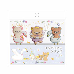 Japan San-X Mascot Clip Set - Rilakkuma / Swan and Golden Flower