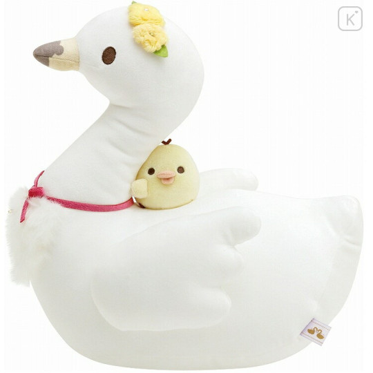 Japan San-X Plush Cushion - Kiiroitori / Swan and Golden Flower - 1