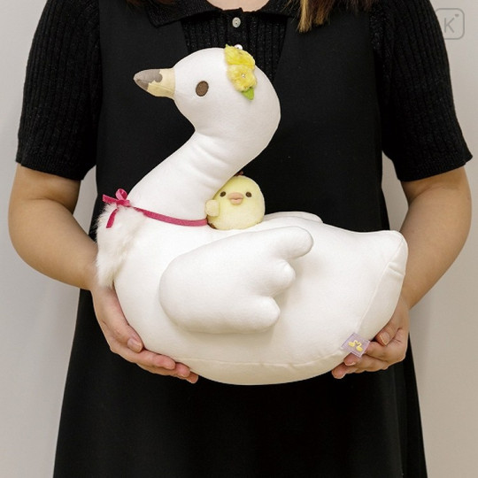 Japan San-X Plush Cushion - Kiiroitori / Swan and Golden Flower - 3