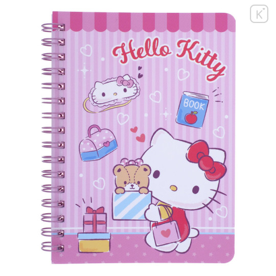 Sanrio A6 Twin Ring Notebook - Hello Kitty / Shopping - 1