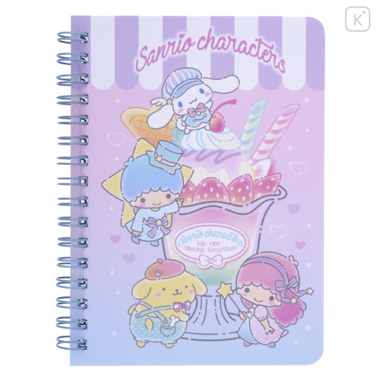 Sanrio A6 Twin Ring Notebook - Mix Characters / Parfait - 1