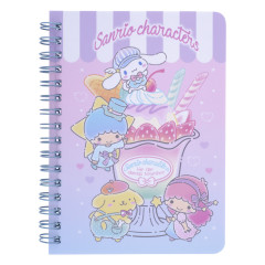 Sanrio A6 Twin Ring Notebook - Mix Characters / Parfait