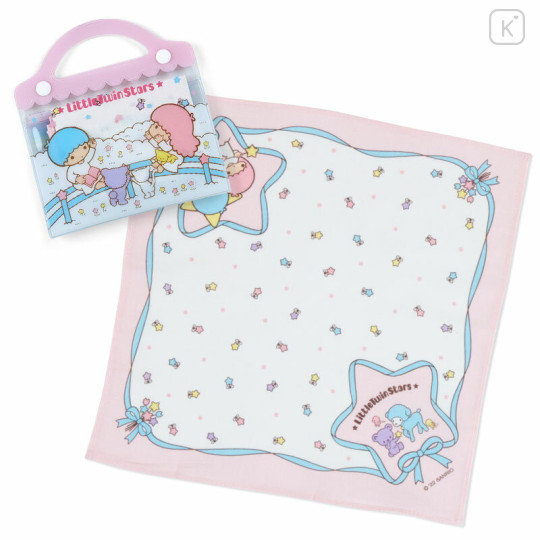 Japan Sanrio Original Handkerchief with Case Set - Little Twin Stars / Forever Sanrio - 1