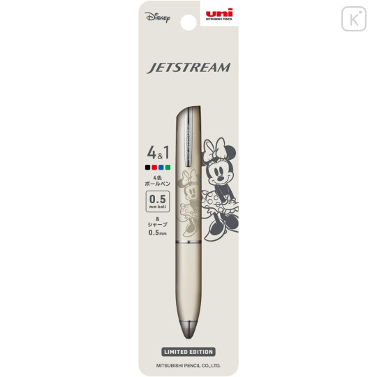 Japan Disney Jetstream 4&1 Multi Pen + Mechanical Pencil - Minnie White - 1