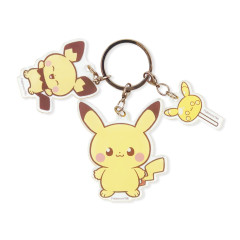 Japan Pokemon Triple Acrylic Keychain - Pokepeace / Pikachu & Picchu