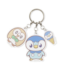 Japan Pokemon Triple Acrylic Keychain - Pokepeace / Piplup & Mokuro