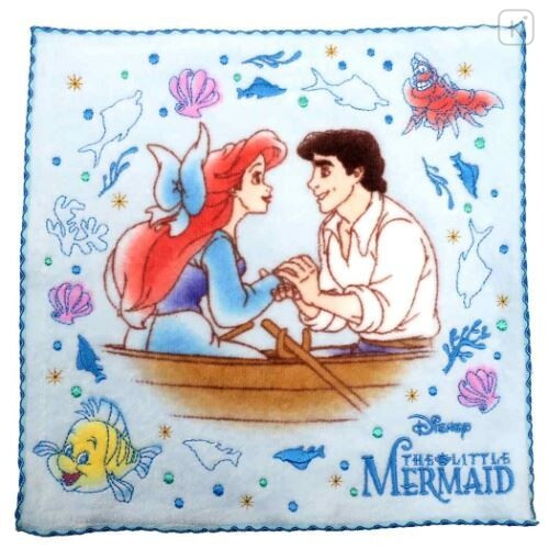 Japan Disney Embroidered Mini Towel Handkerchief - Ariel - 1