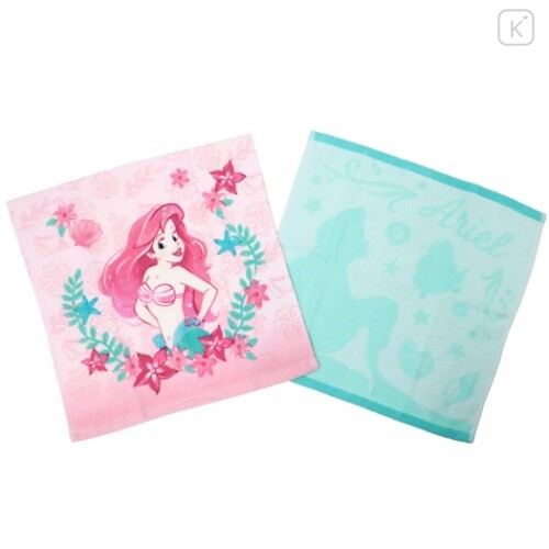 Japan Disney Wash Towel 2pcs Set - Ariel / Flowery Bloom - 1