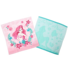 Japan Disney Wash Towel 2pcs Set - Ariel / Flowery Bloom