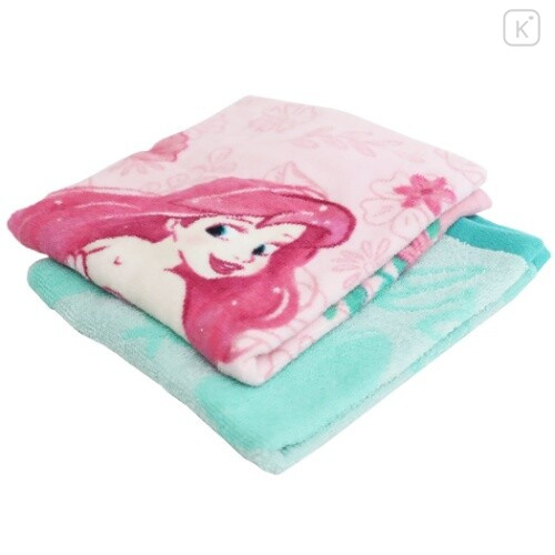 Japan Disney Wash Towel 2pcs Set - Ariel / Flowery Bloom - 6
