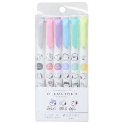 Japan Peanuts Zebra Mildliner Double-Sided Highlighter 6 Color Set - Hello Kitty