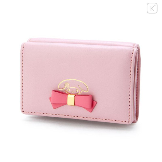 Japan Sanrio Genuine Leather Trifold Wallet - My Melody / Ribbon - 1