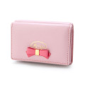 Japan Sanrio Genuine Leather Trifold Wallet - My Melody / Ribbon - 1