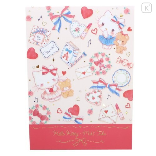 Japan Sanrio × Miki Takei Mini Notepad - Hello Kitty Paris and Ribbon - 1